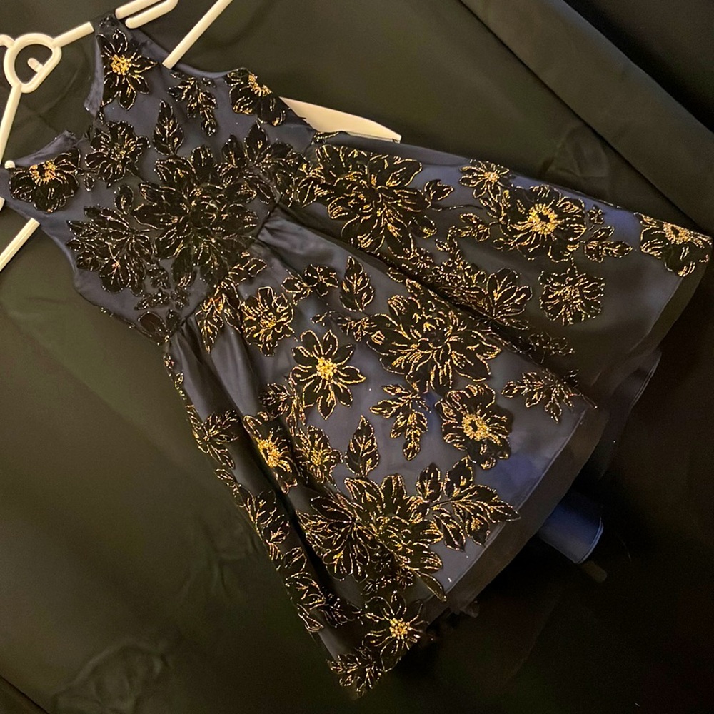 Navy- black - gold dress for 2 years old girl